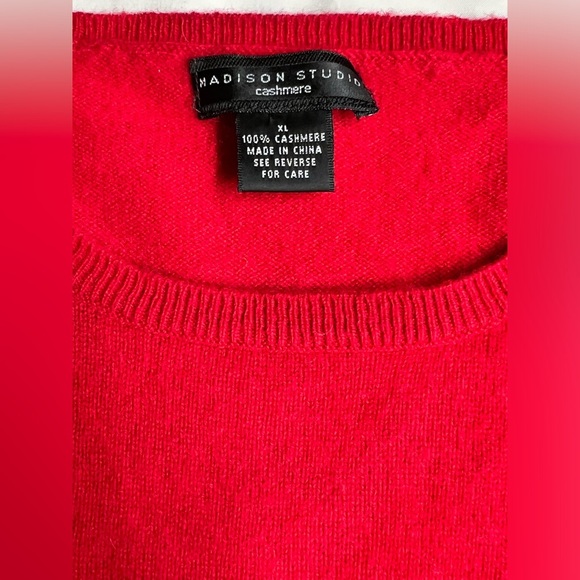 MADISON STUDIO Red 💯 Cashmere crew neck sweater size XL - Picture 9 of 12